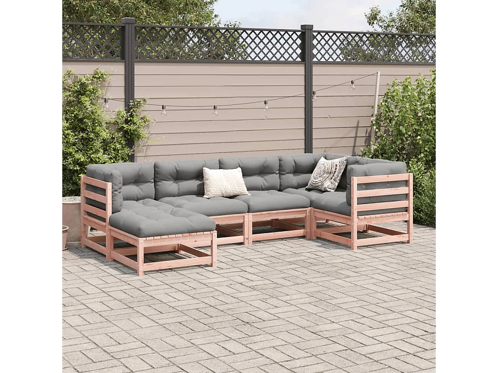 Set Divani Giardino 6 pz Cuscini Legno Massello Abete Douglas