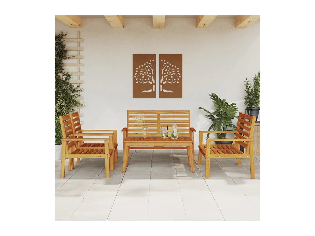 Salon de jardin 5 pcs bois d'acacia solide