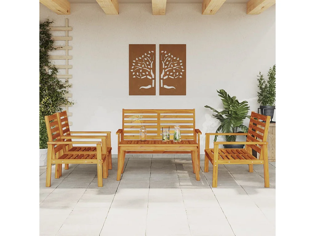 Salon de jardin 5 pcs bois d'acacia solide