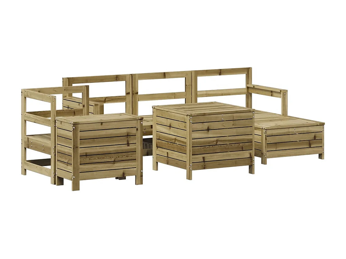 Set Divani da Giardino 7 pz in Legno Impregnato di Pino