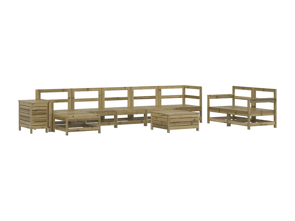 Salon de jardin 10 pcs bois de pin imprégné