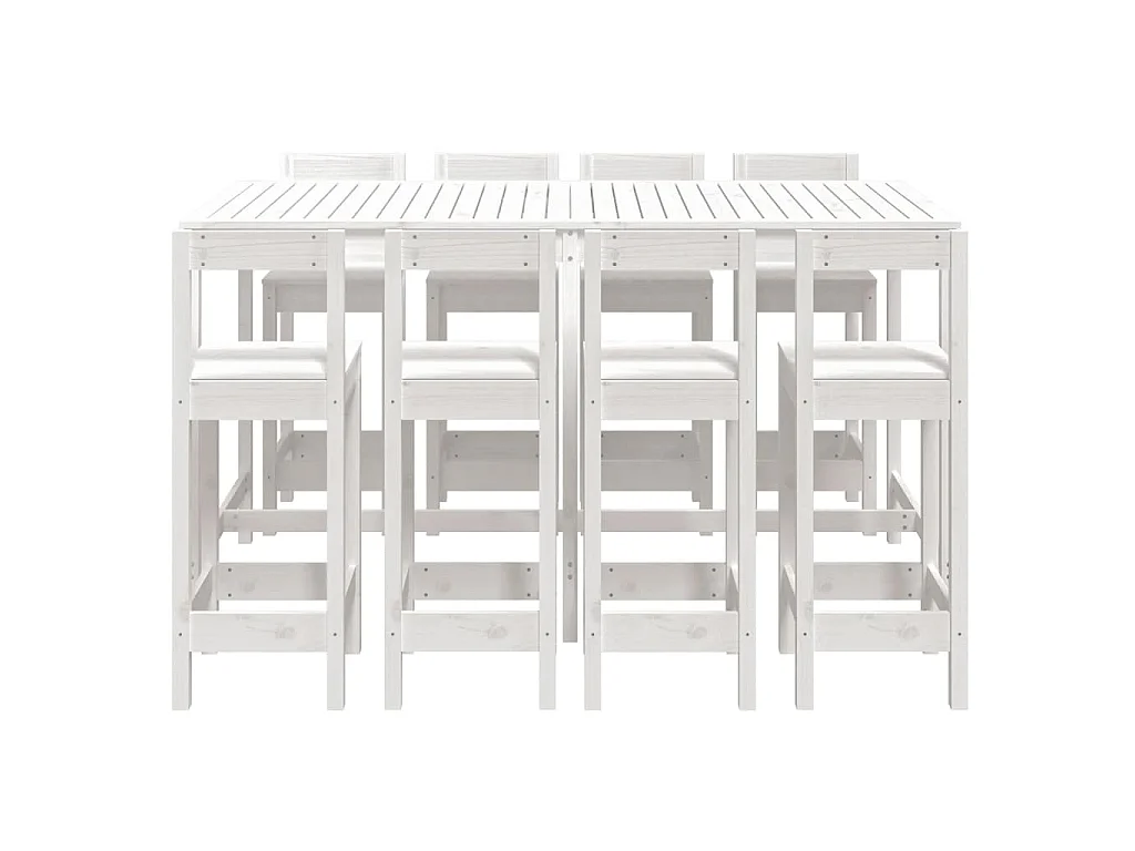 Set Bar da Giardino 9 pz Bianco in Legno Massello di Pino