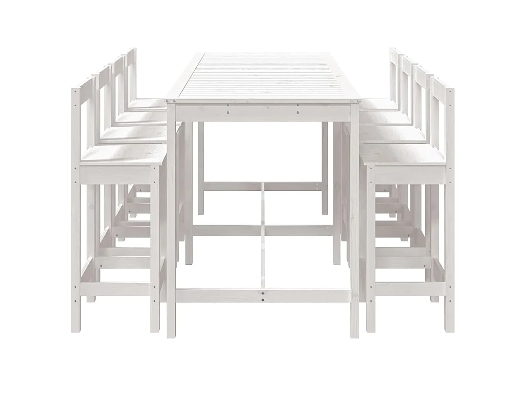 Set Bar da Giardino 9 pz Bianco in Legno Massello di Pino
