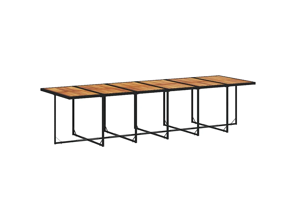 Set da Pranzo da Giardino 13pz con Cuscini Nero in Polyrattan