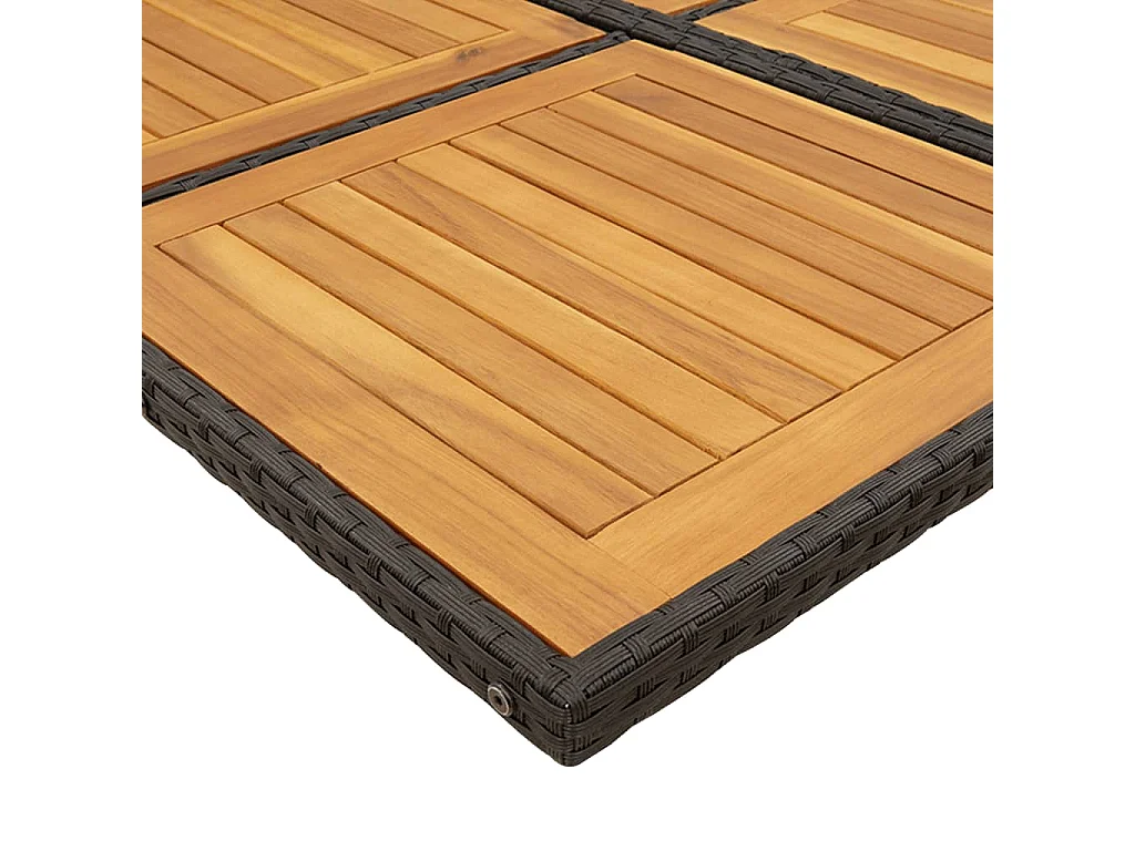 Set da Pranzo da Giardino 13pz con Cuscini Nero in Polyrattan