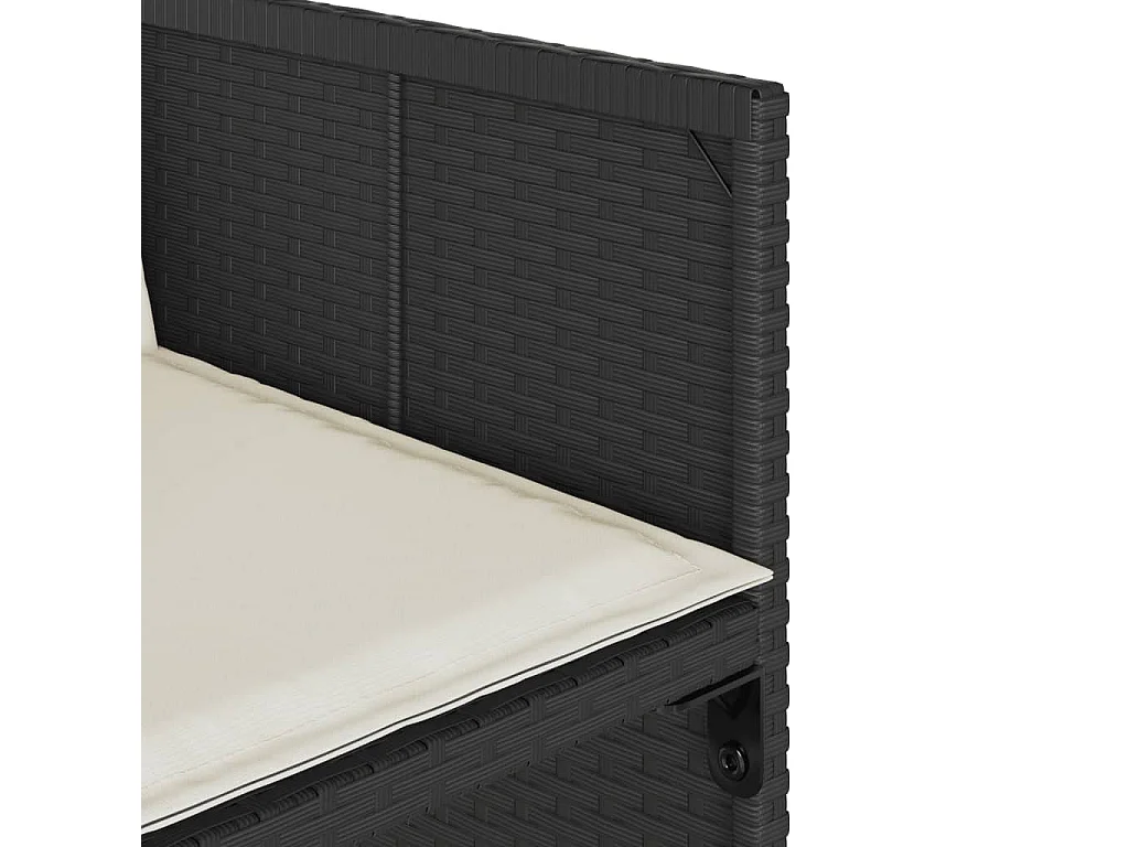 Set da Pranzo da Giardino 13pz con Cuscini Nero in Polyrattan