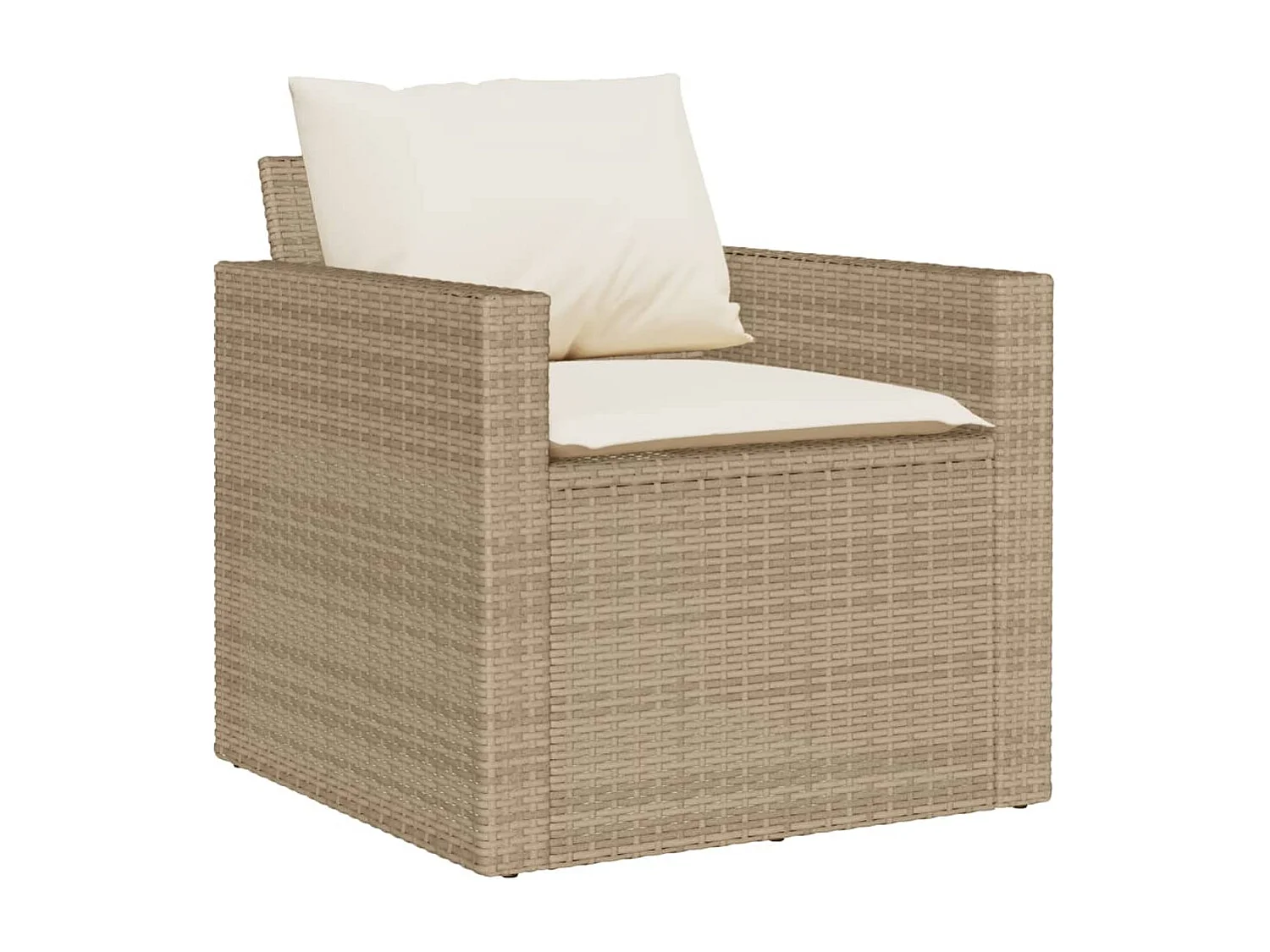 Set Divano da Giardino 4 pz con Cuscini Beige in Polyrattan