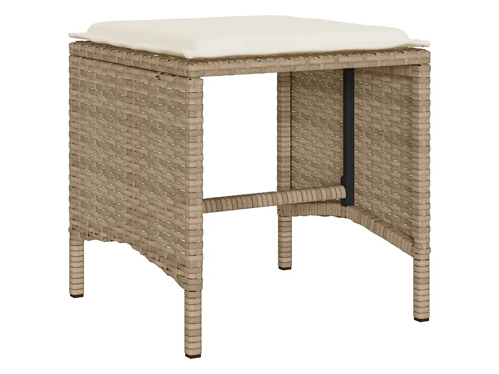 Set Divano da Giardino 4 pz con Cuscini Beige in Polyrattan
