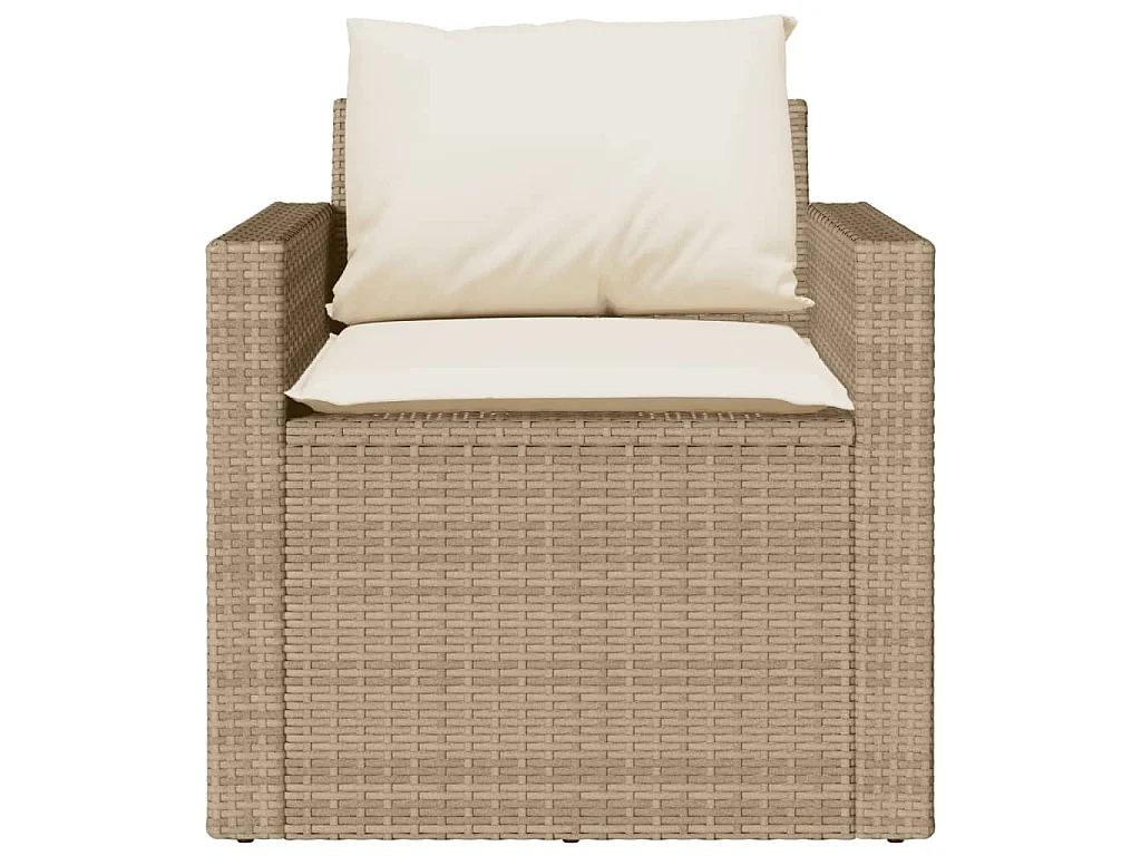 Set Divano da Giardino 4 pz con Cuscini Beige in Polyrattan