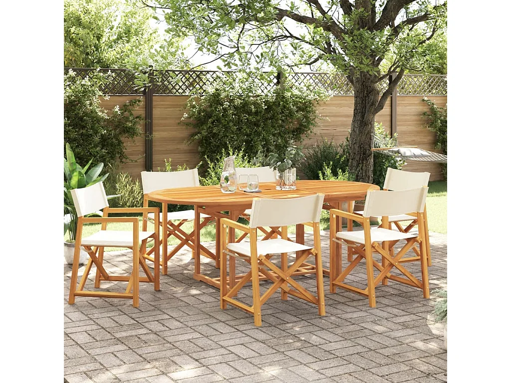 Chaises de jardin pliables lot de 6 blanc crème tissu