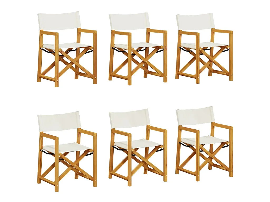 6-teiliges Klappstuhl-Set, cremeweißer Stoff
