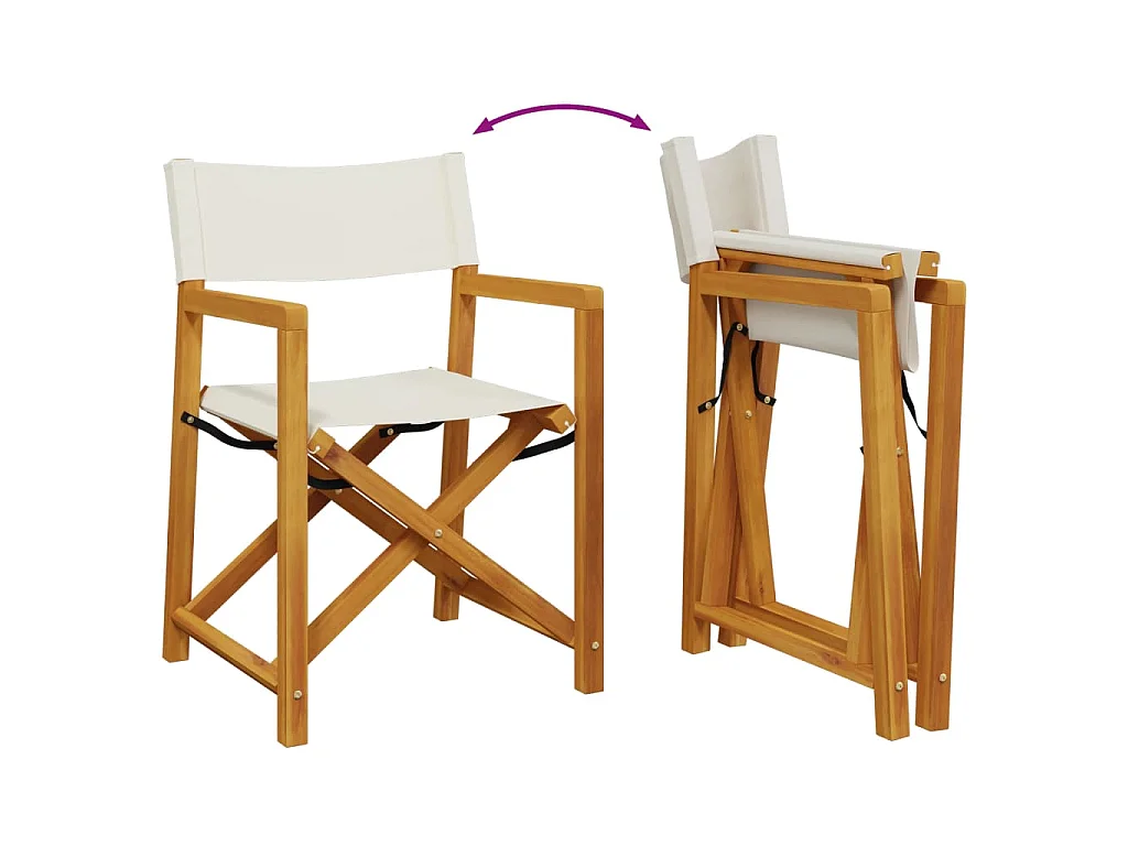 6-teiliges Klappstuhl-Set, cremeweißer Stoff