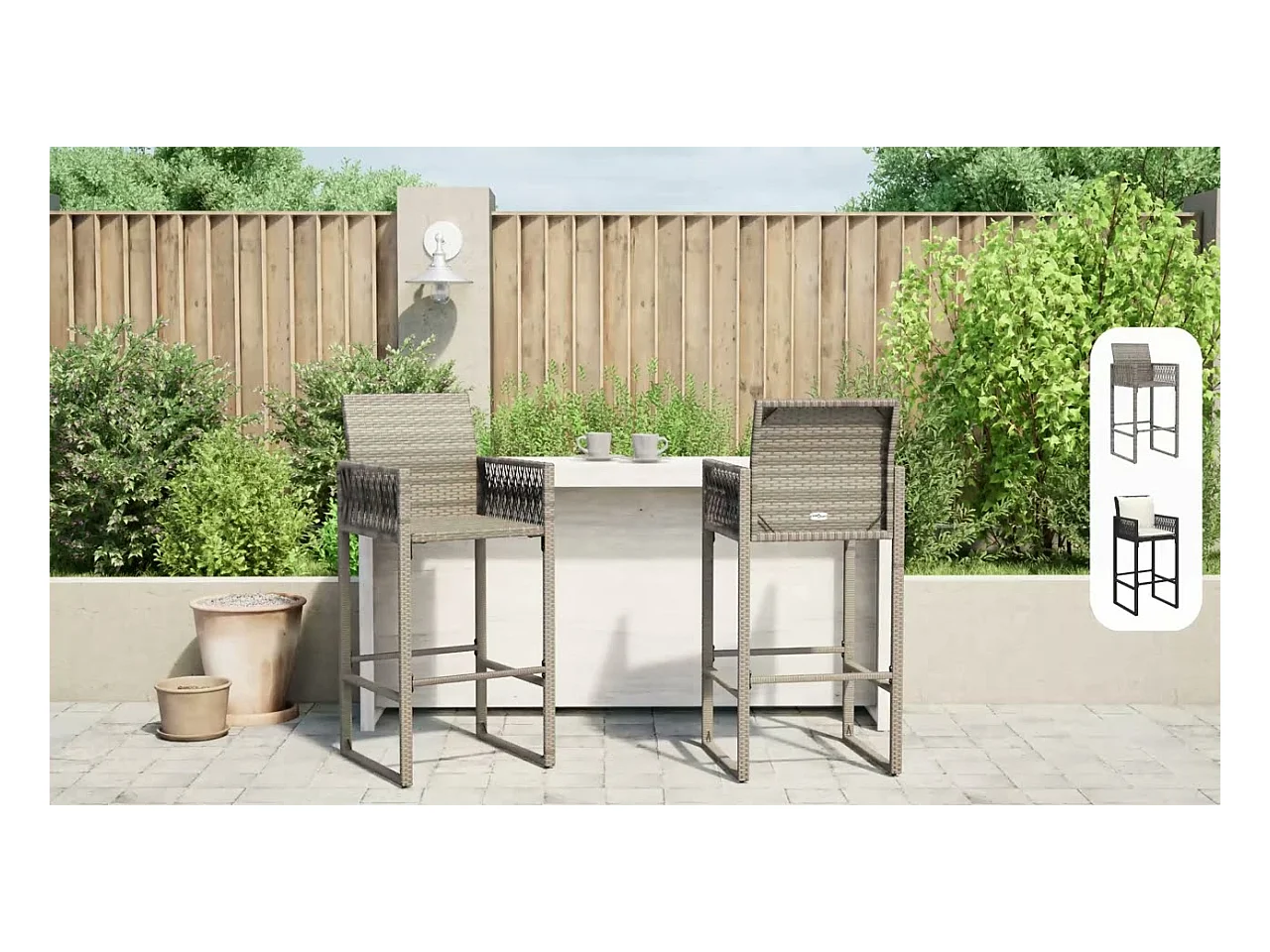 Sgabelli da Bar da Giardino 2 pz in Polyrattan Marrone