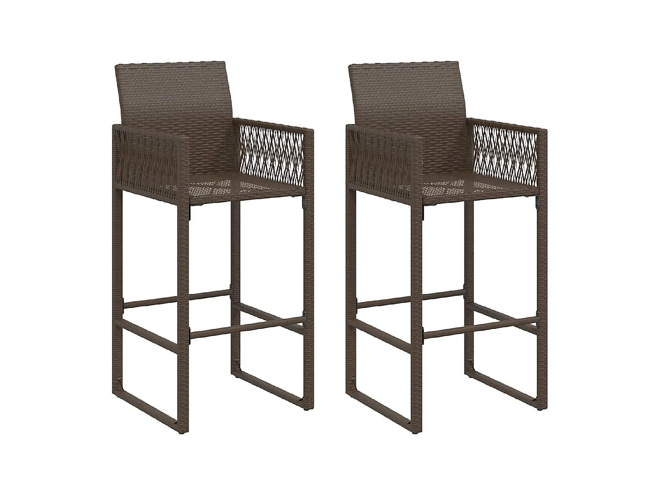 Sgabelli da Bar da Giardino 2 pz in Polyrattan Marrone
