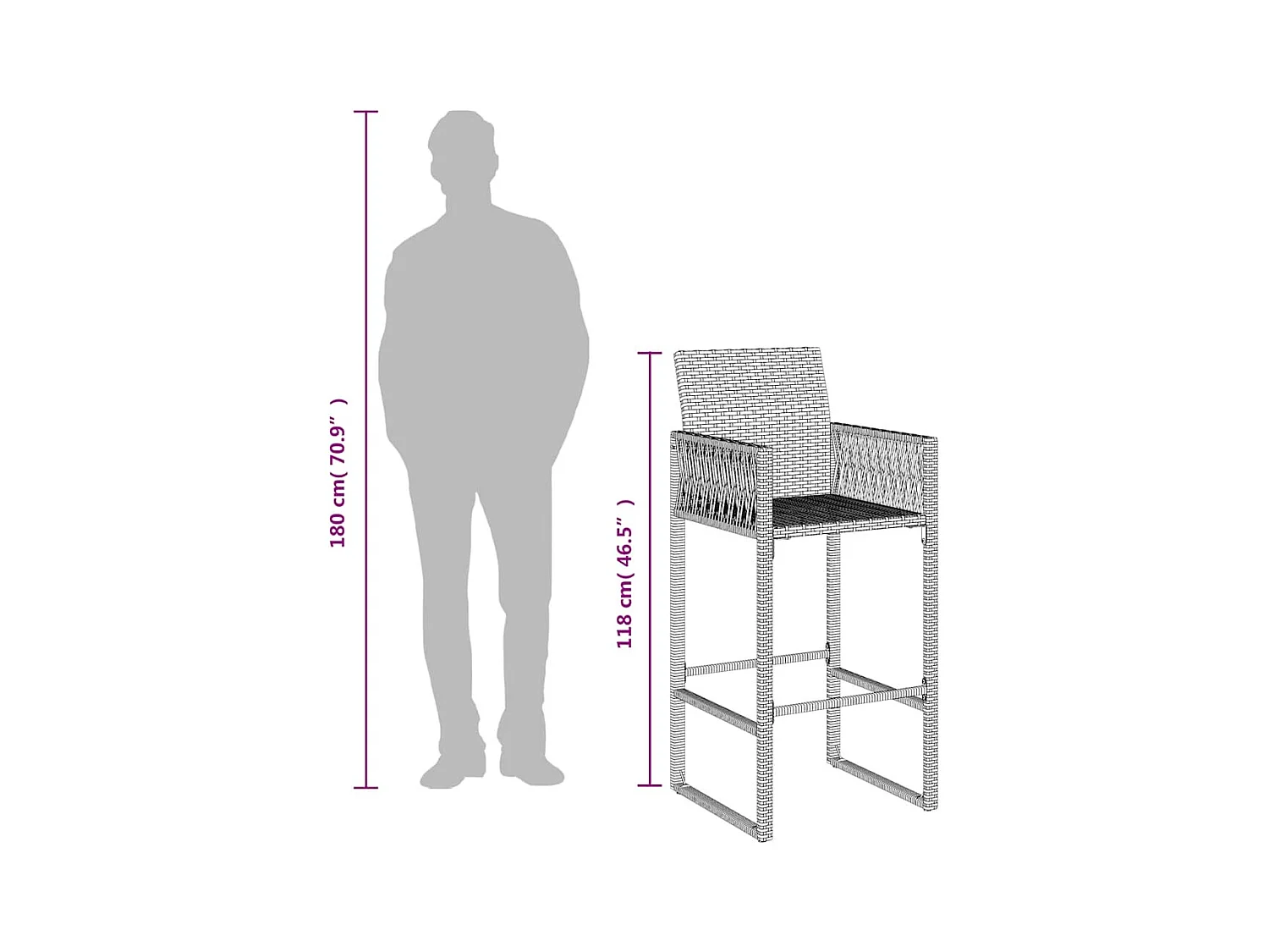 Sgabelli da Bar da Giardino 2 pz in Polyrattan Marrone