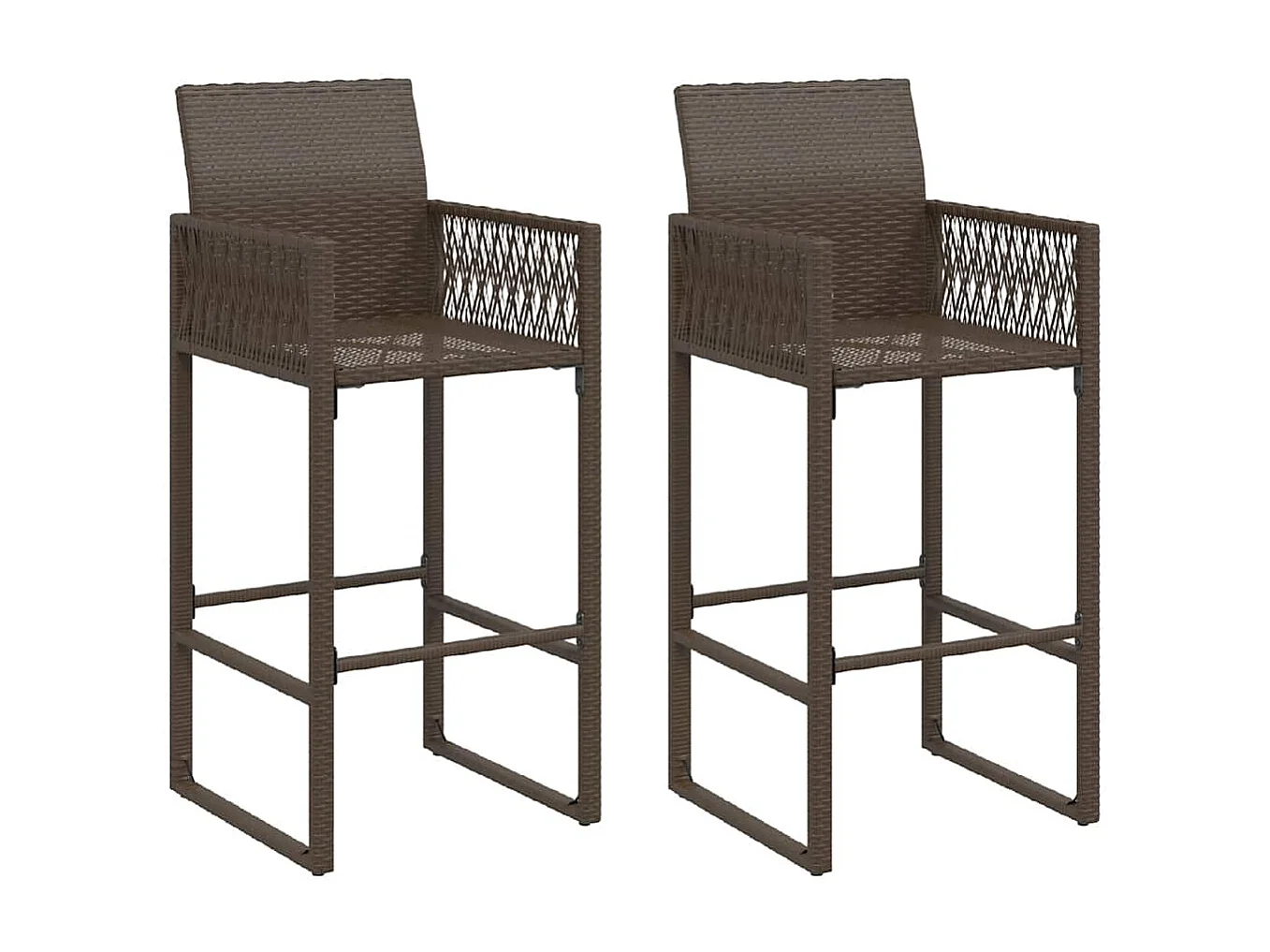 Sgabelli da Bar da Giardino 2 pz in Polyrattan Marrone