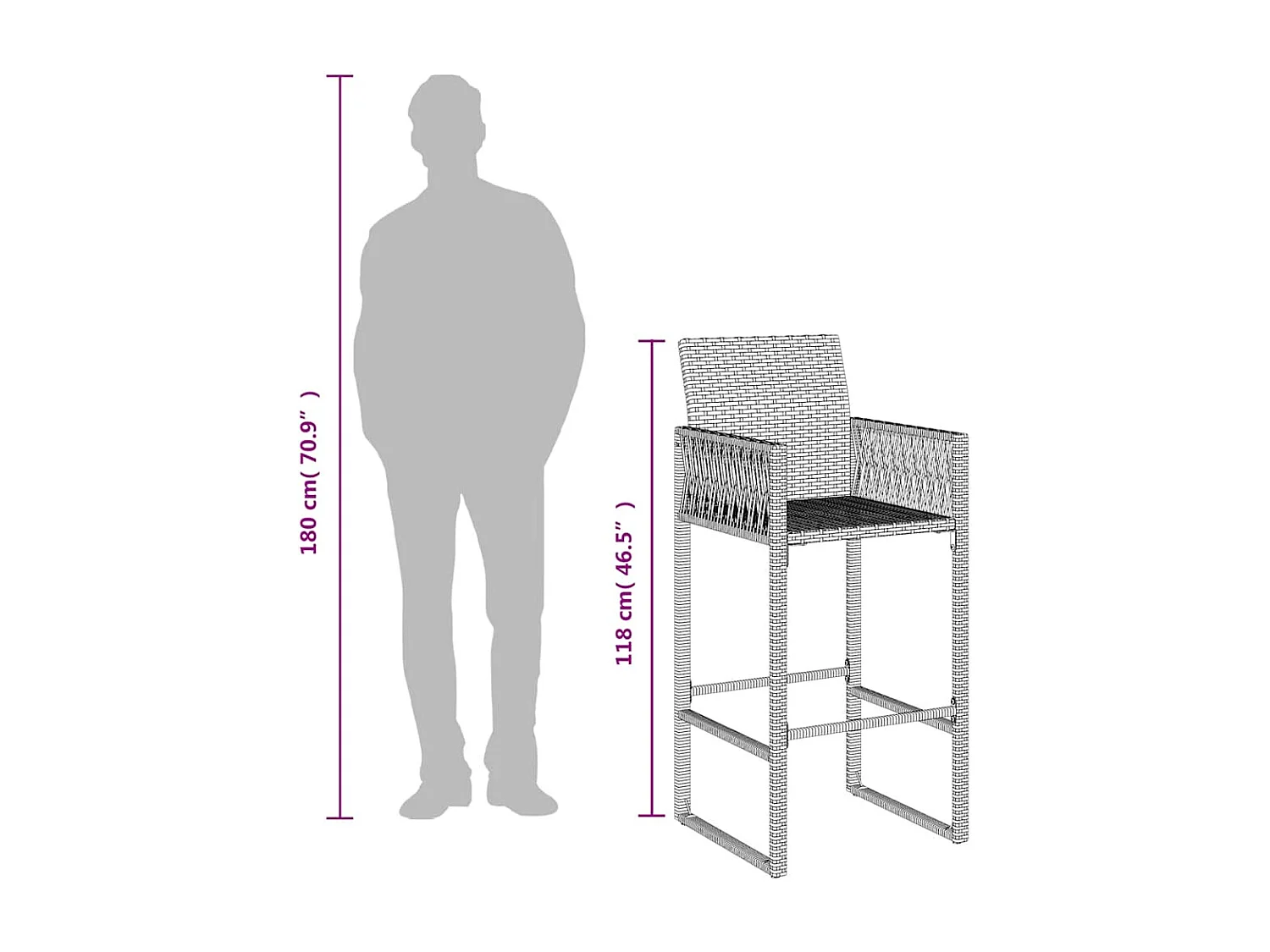 Sgabelli da Bar da Giardino 2 pz in Polyrattan Marrone