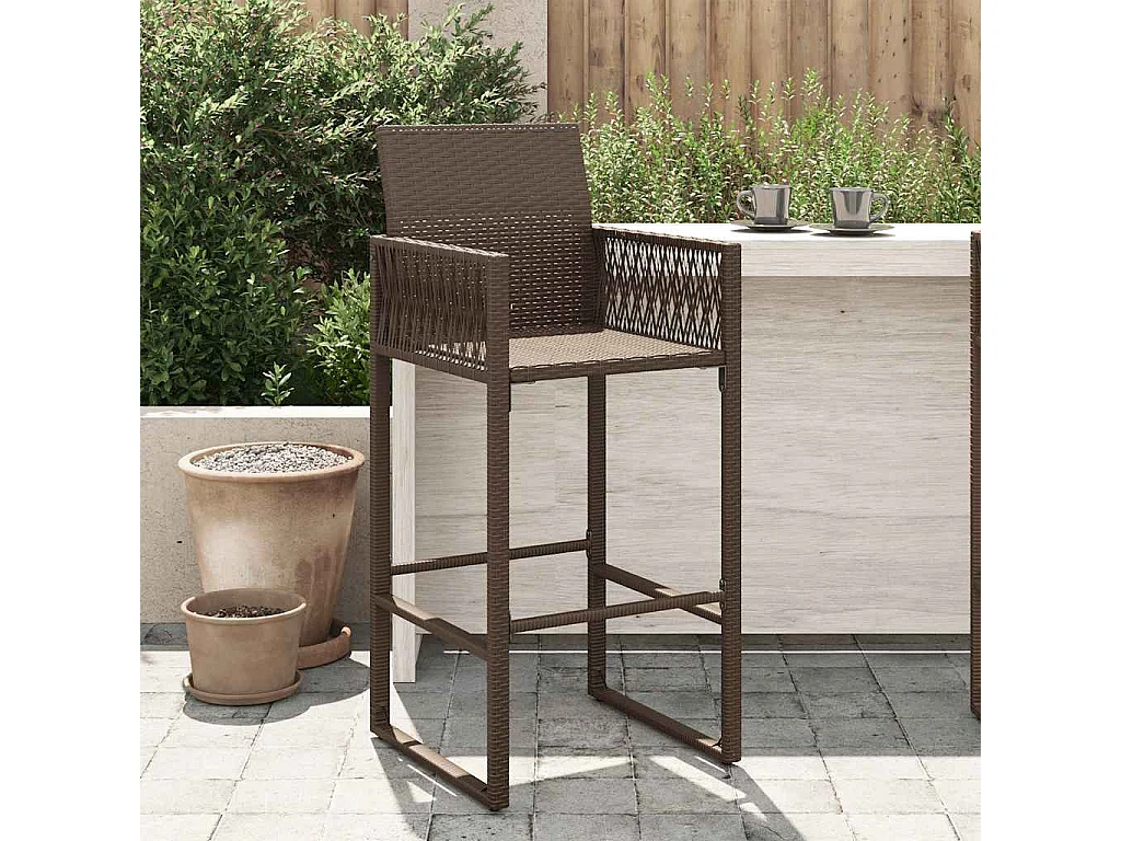 Bancos de bar para jardim 2 pcs vime PE castanho