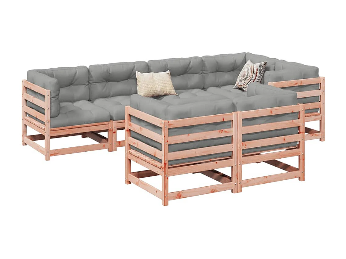 7 pcs conj. sofás jardim c/ almofadões madeira abeto-de-douglas