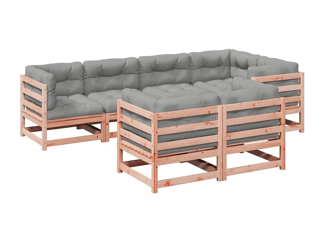 7 pcs conj. sofás jardim c/ almofadões madeira abeto-de-douglas