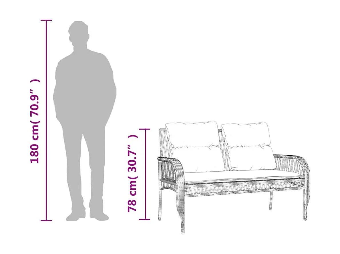 Set Divano da Giardino 4 pz con Cuscini Beige in Polyrattan