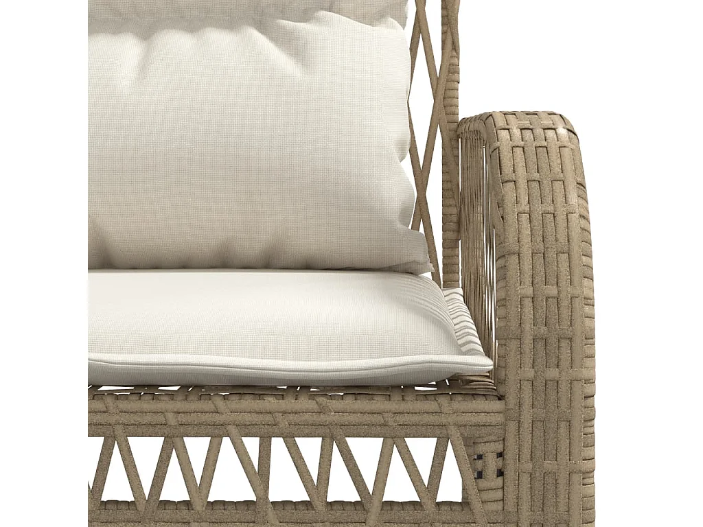 Set Divano da Giardino 4 pz con Cuscini Beige in Polyrattan