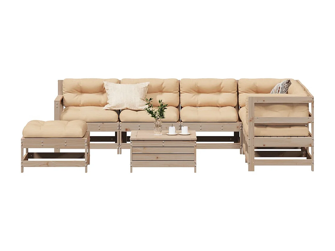 Salon de jardin 8 pcs avec coussins Bois de pin massif