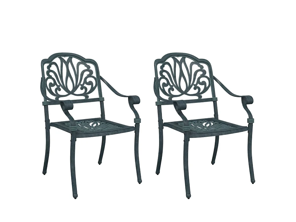Chaises de jardin lot de 2 vert aluminium coulé