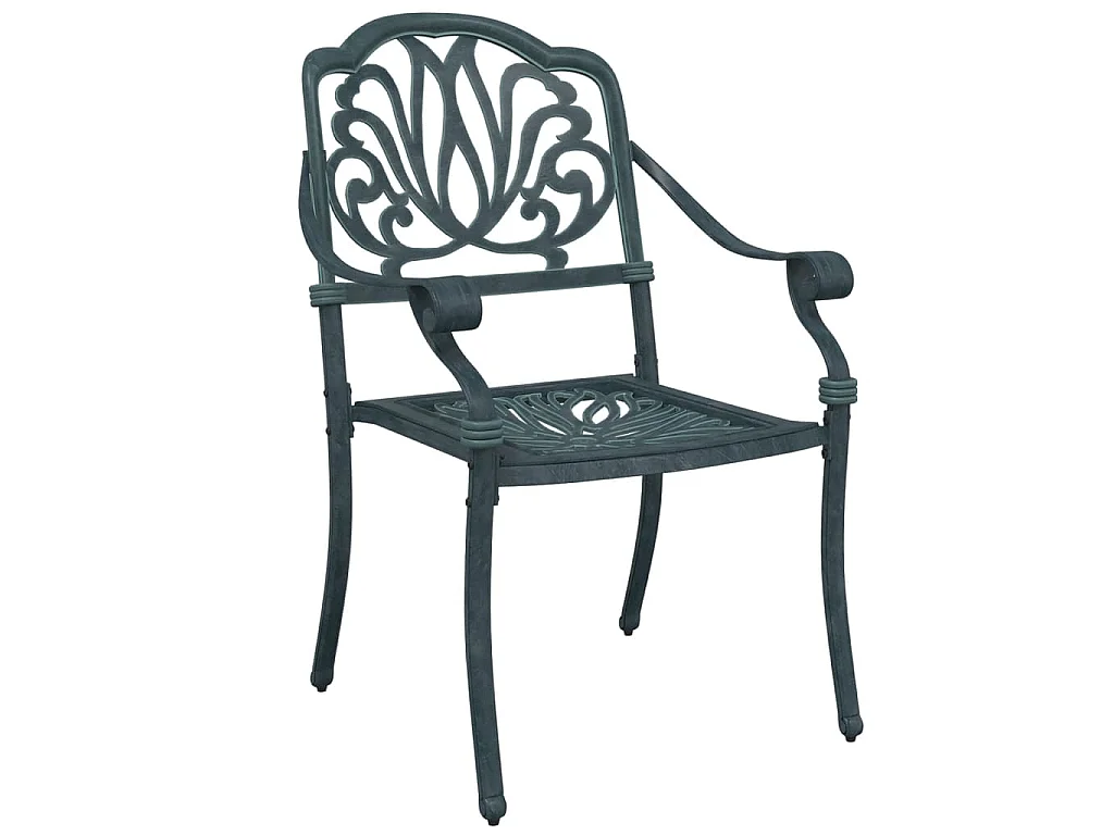 Chaises de jardin lot de 2 vert aluminium coulé