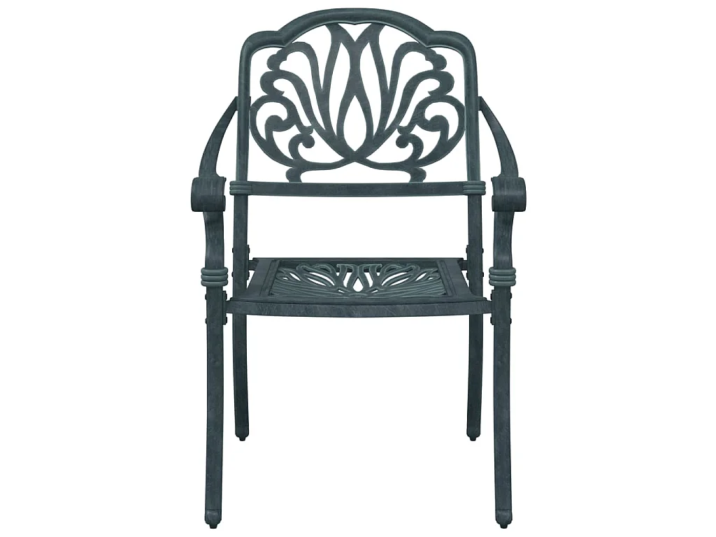 Chaises de jardin lot de 2 vert aluminium coulé