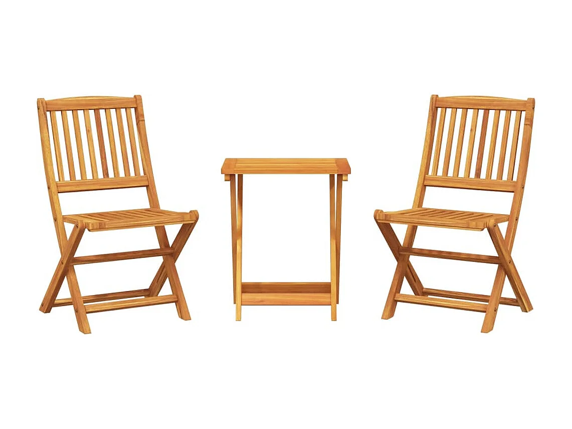Ensemble à manger de jardin pliable 3 pcs bois d'acacia massif