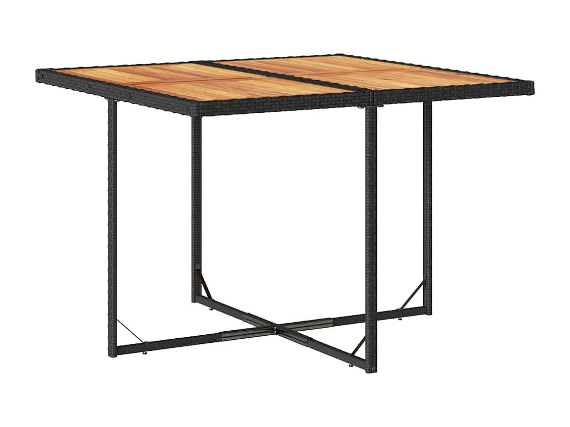 Set da Pranzo da Giardino 9 pz con Cuscini Nero in Polyrattan