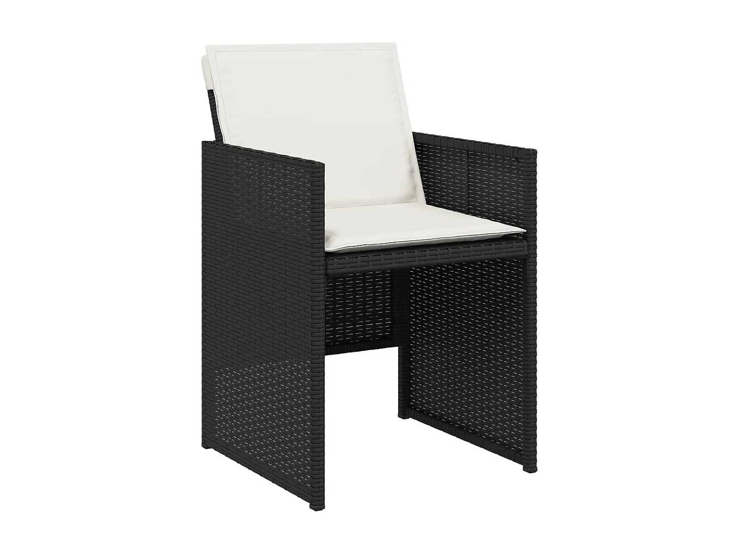 Set da Pranzo da Giardino 9 pz con Cuscini Nero in Polyrattan