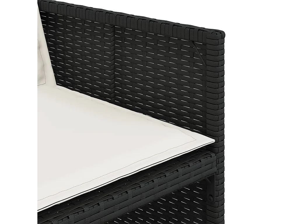 Set da Pranzo da Giardino 9 pz con Cuscini Nero in Polyrattan