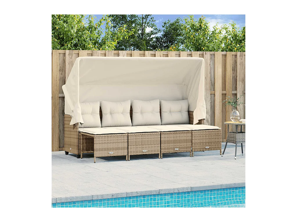 Salon de jardin avec coussins 5 pcs beige résine tressée