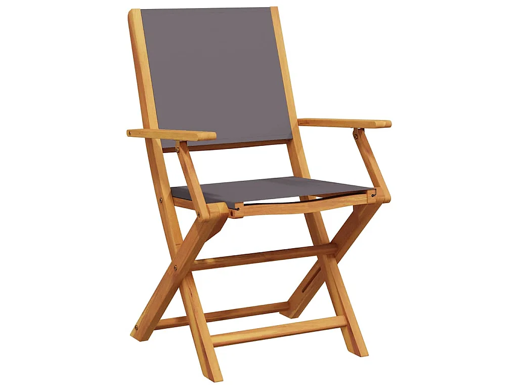 Chaises pliantes 2 pièces Anthracite Bois massif d'acacia et tissu
