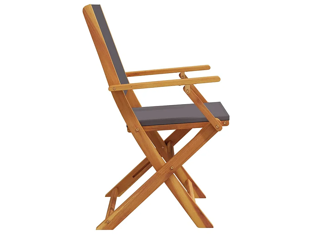 Chaises pliantes 2 pièces Anthracite Bois massif d'acacia et tissu