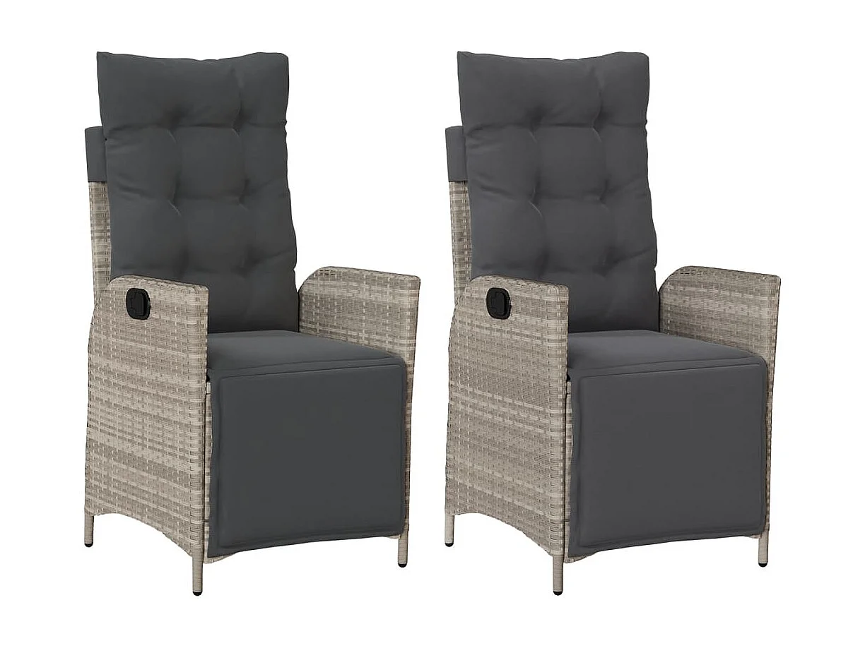 Chaises inclinables de jardin lot de 2 avec repose-pied rotin