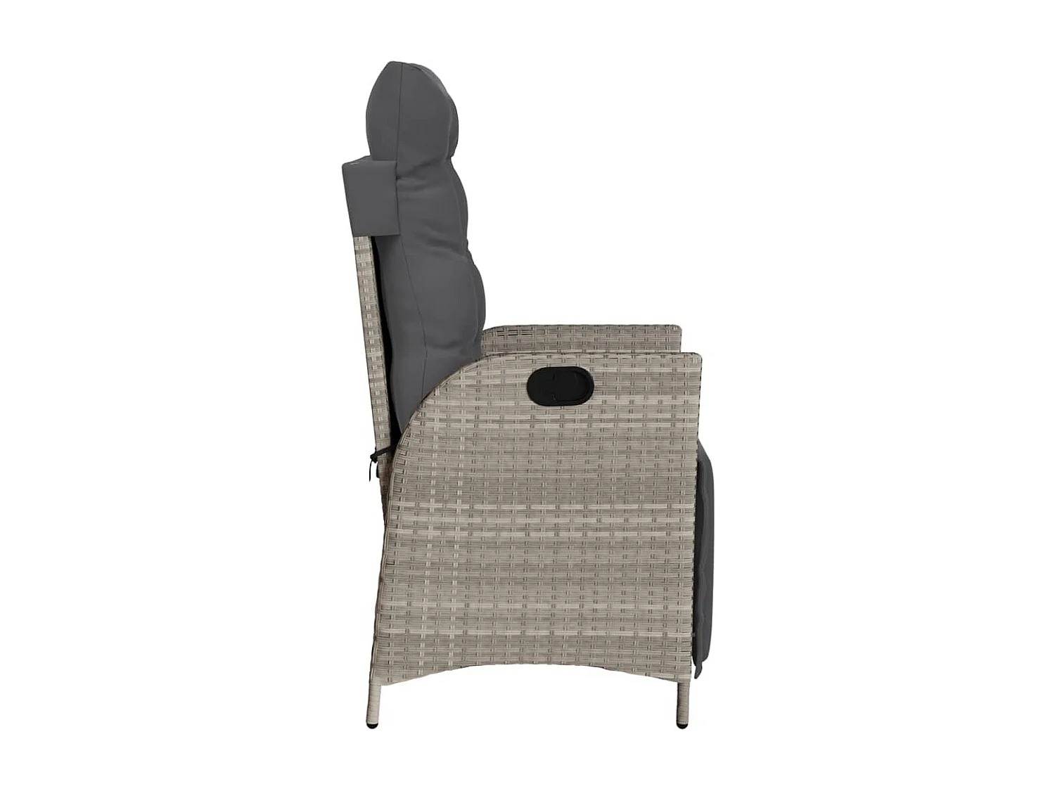 Gartensessel mit Fußteil 2Stk. Verstellbar Hellgrau Poly Rattan