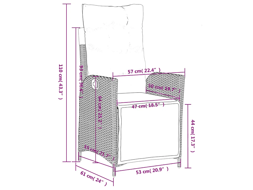 Cadeiras jardim reclináveis 2 pcs c/ apoio de pés cinza claro