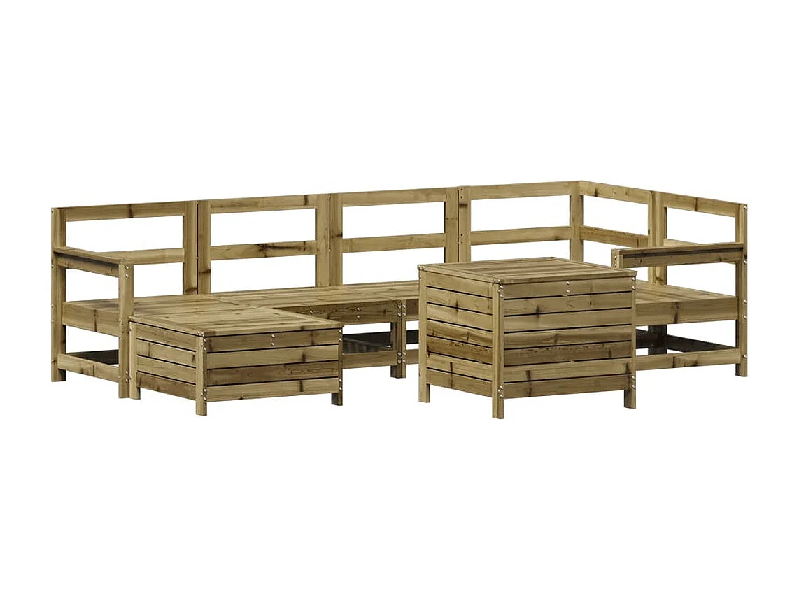 7 pcs conjunto sofás jardim madeira de pinho impregnada