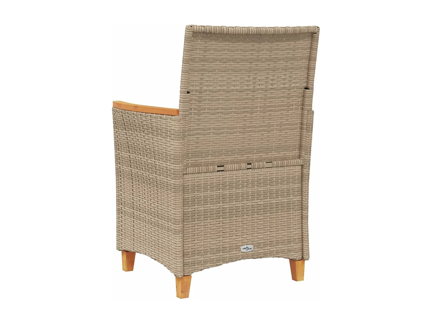 Tuinstoelen 2 st met kussens poly rattan en massief hout beige