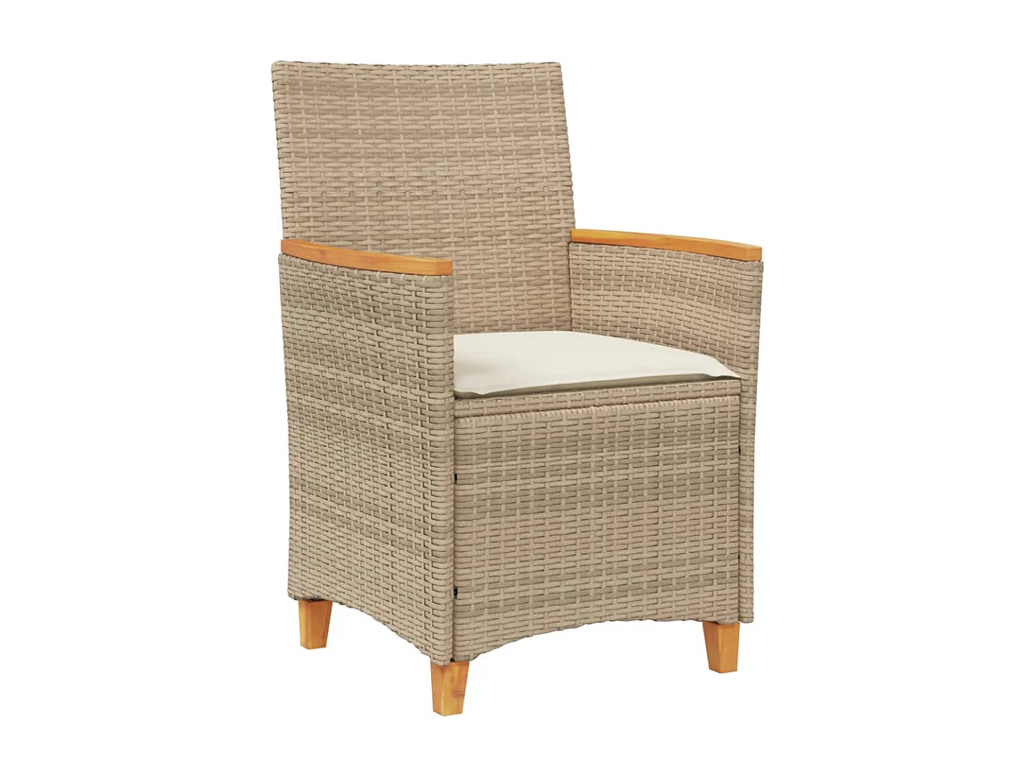 Chaises de jardin coussins lot de 2 beige résine tressée bois