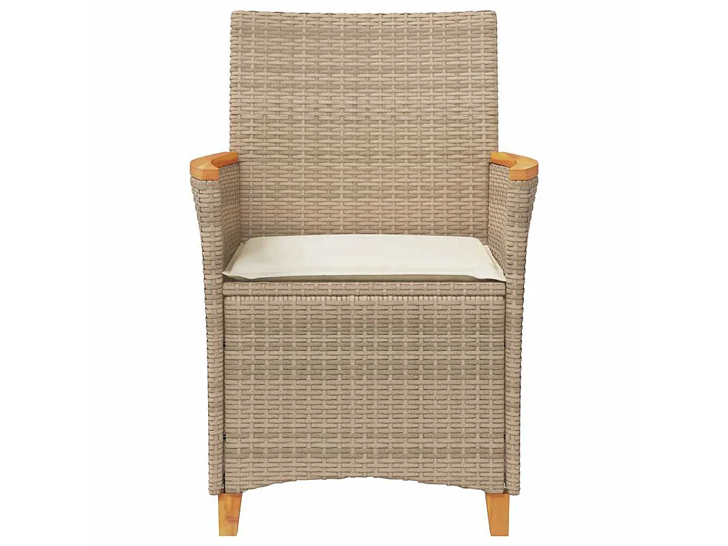 Chaises de jardin coussins lot de 2 beige résine tressée bois