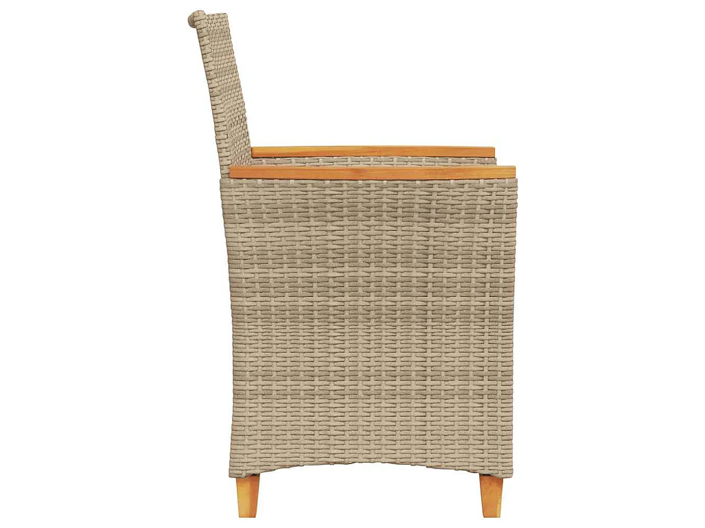 Chaises de jardin coussins lot de 2 beige résine tressée bois