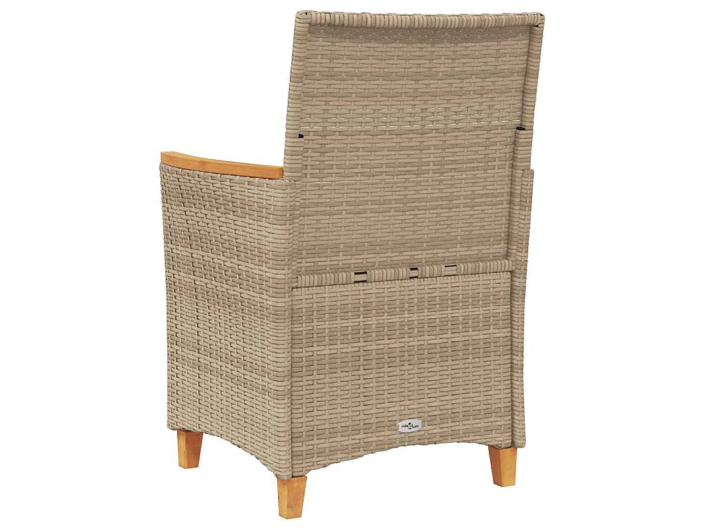 Chaises de jardin coussins lot de 2 beige résine tressée bois