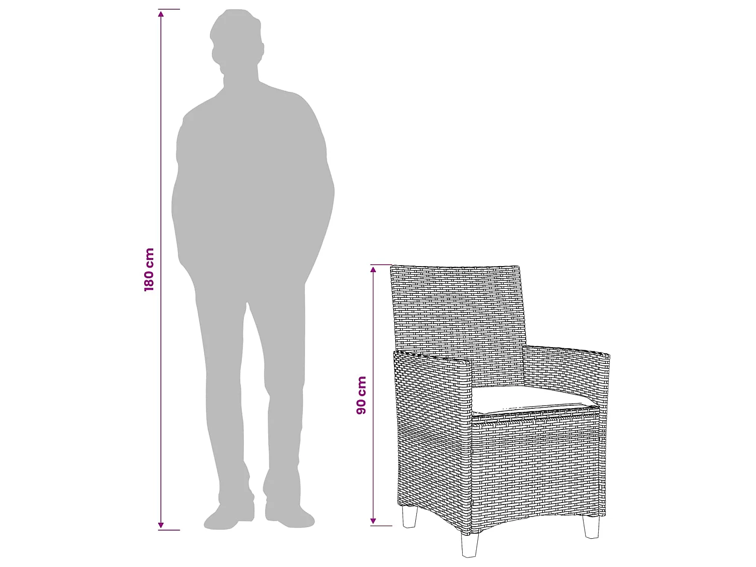 Chaises de jardin coussins lot de 2 beige résine tressée bois