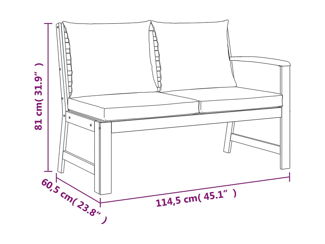 4 pcs conj. jantar jardim c/ almofadões madeira acácia maciça