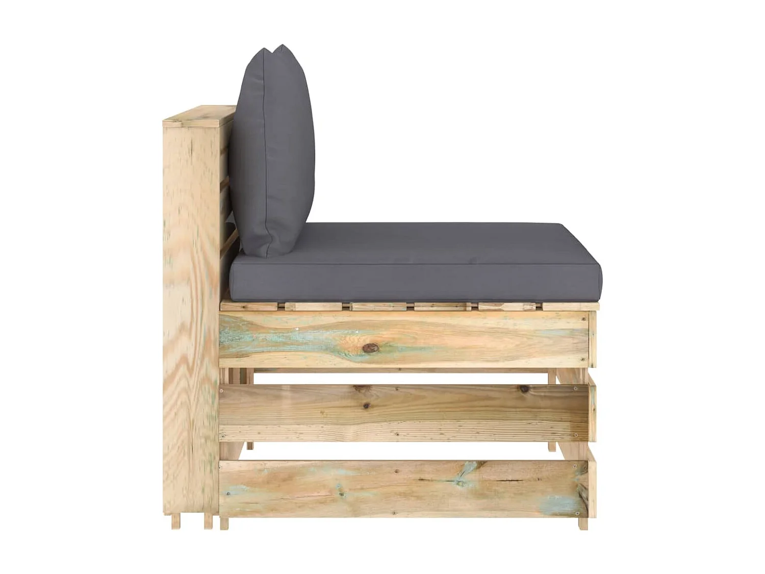 3-tlg. Garten-Lounge-Set mit Kissen Grün Imprägniertes Holz