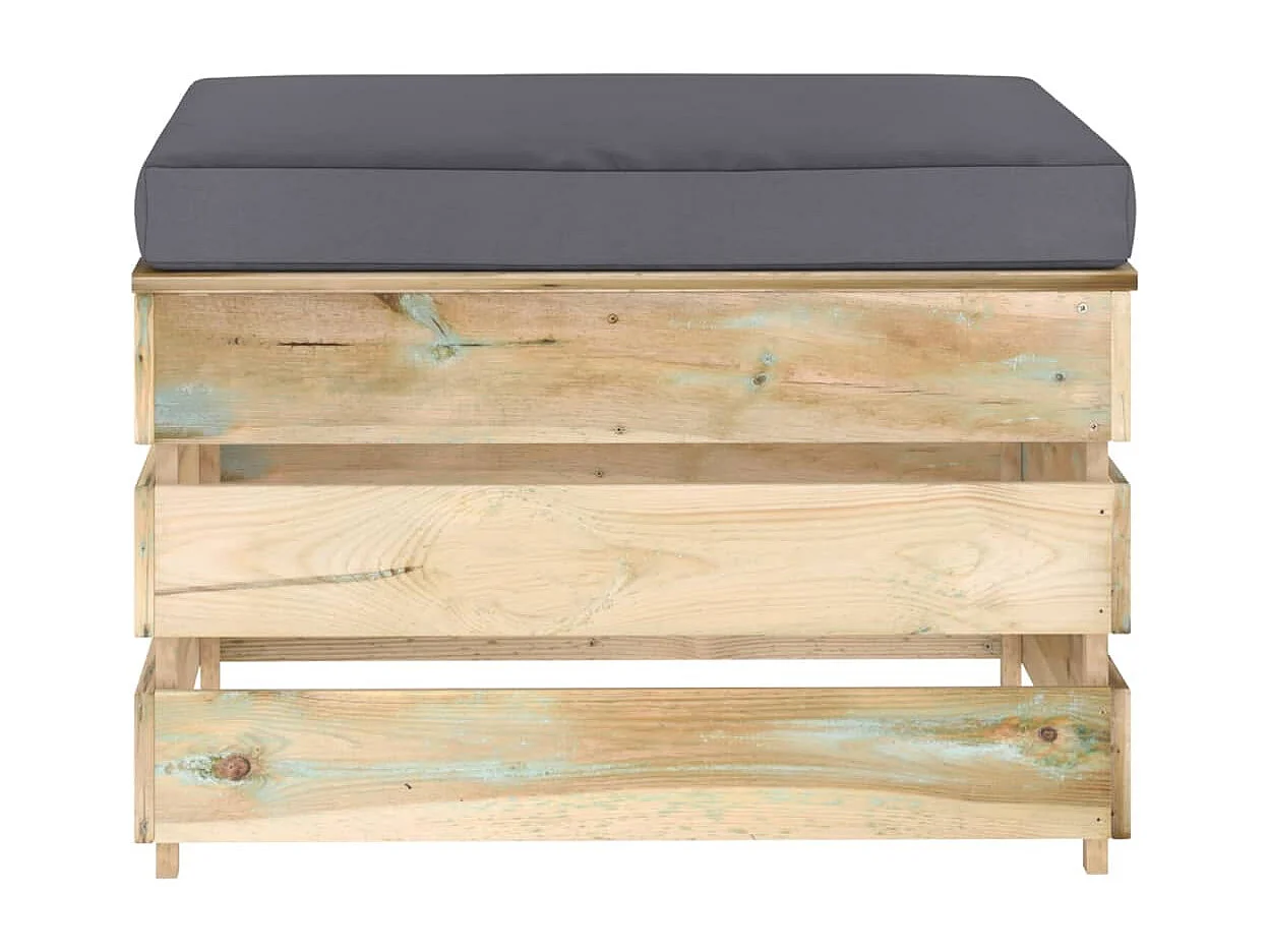 3-tlg. Garten-Lounge-Set mit Kissen Grün Imprägniertes Holz